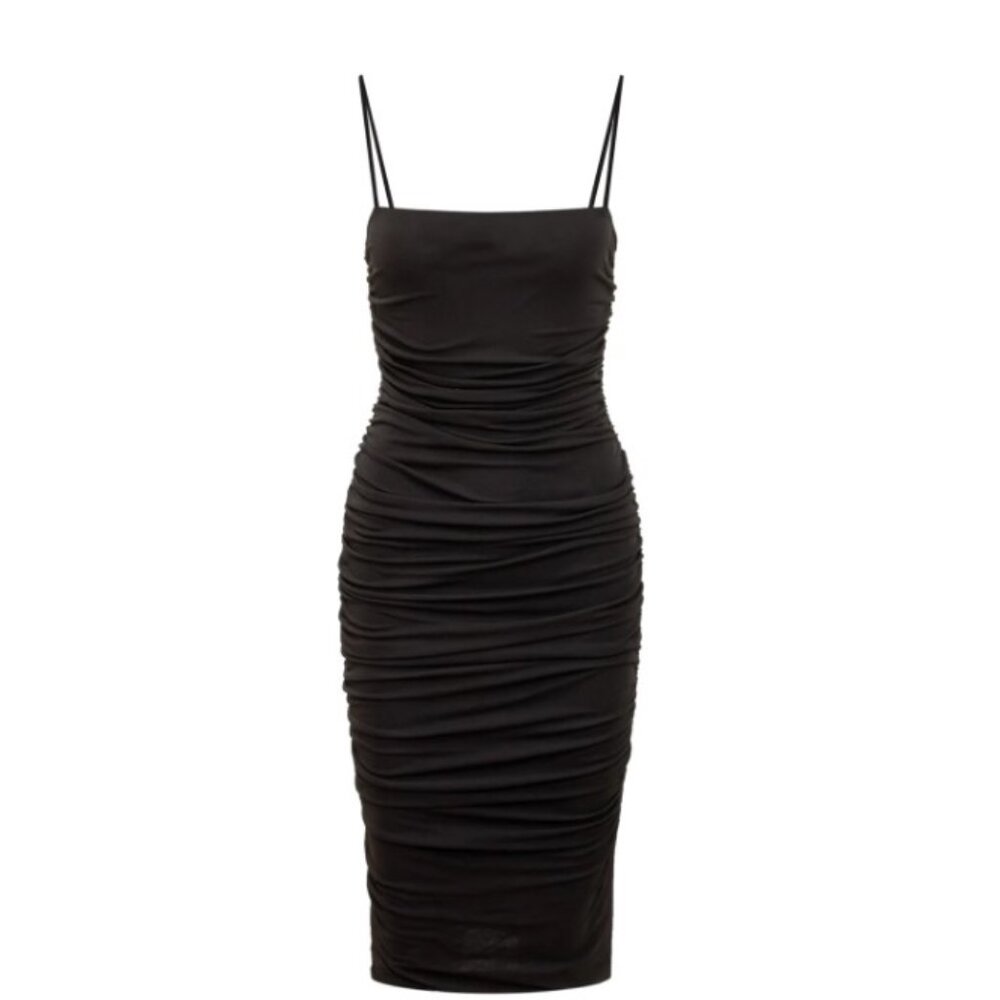 Pinko Ruched Spaghetti String Slim-Fit Dress